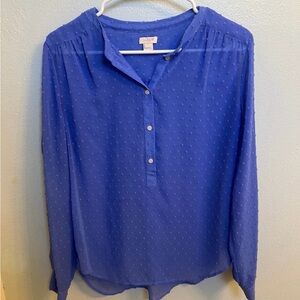 J. Crew Periwinkle Textured Dot Blouse